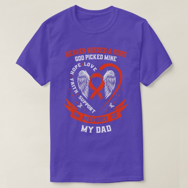 I Wear Orange In Memory of my Dad Leukaemia Awaren T-Shirt (Design Front)