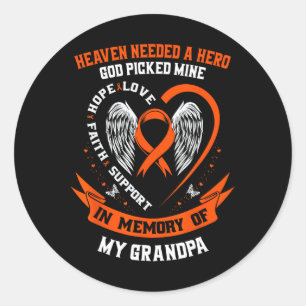 I Wear Orange In Memory Of My Grandpa Leukaemia Aw Classic Round Sticker