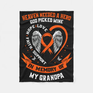 I Wear Orange In Memory Of My Grandpa Leukaemia Aw Fleece Blanket