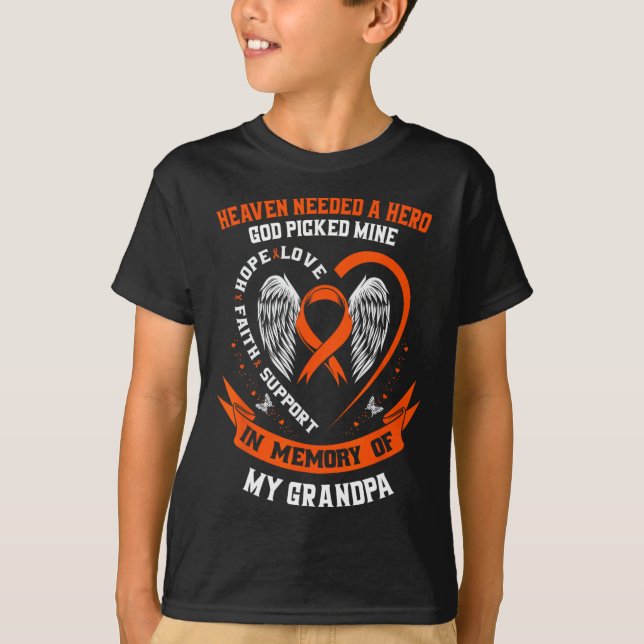 I Wear Orange In Memory of my Grandpa Leukaemia Aw T-Shirt (Front)