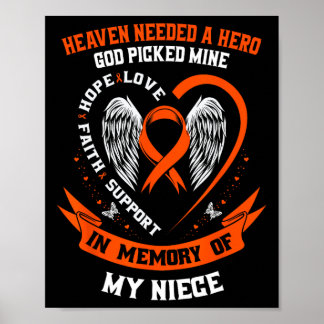 I Wear Orange In Memory of my Niece Leukaemia Awar Poster