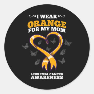 I Wear Orange Mum Leukaemia Cancer Awareness Blood Classic Round Sticker