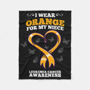 I Wear Orange Niece Leukaemia Cancer Awareness Blo Fleece Blanket