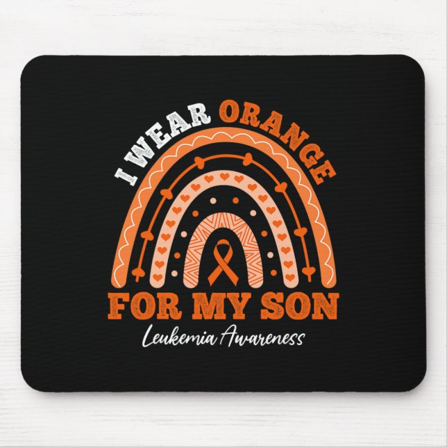 I Wear Orange Ribbon For Son Leukaemia Awareness R Mouse Mat (Front)