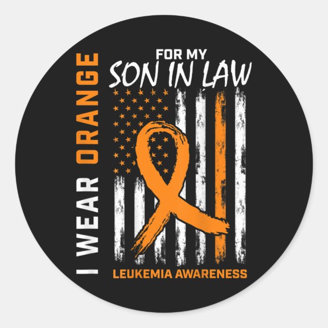 I Wear Orange Son In Law Leukaemia Awareness Ameri Classic Round Sticker (Front)