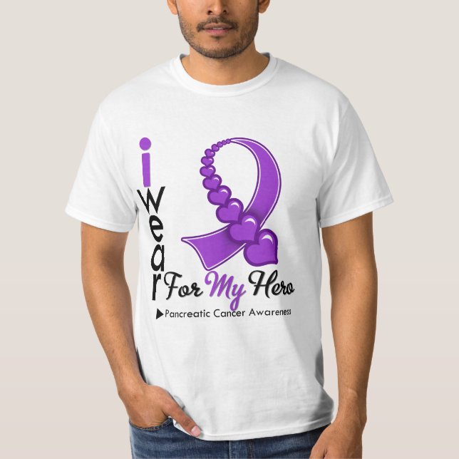 I Wear Pancreatic Cancer Ribbon For My Hero T-Shirt (Front)
