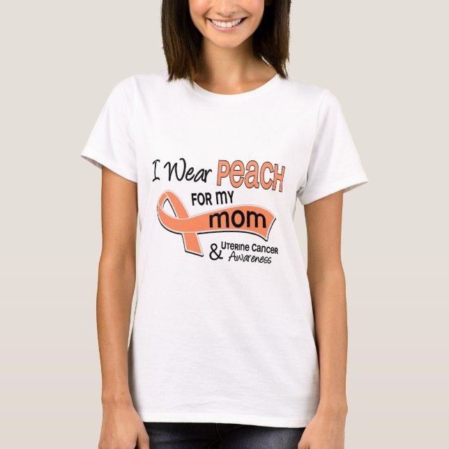 I Wear Peach 42 Mum Uterine Cancer T-Shirt (Front)