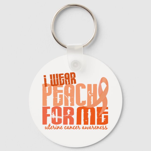 I Wear Peach For Me 6.4 Uterine Cancer Key Ring (Front)