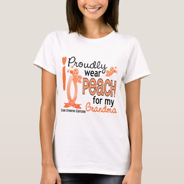 I Wear Peach For My Grandma 27 Uterine Cancer T-Shirt (Front)