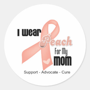 I Wear Peach For My Mum - Uterine Cancer Classic Round Sticker