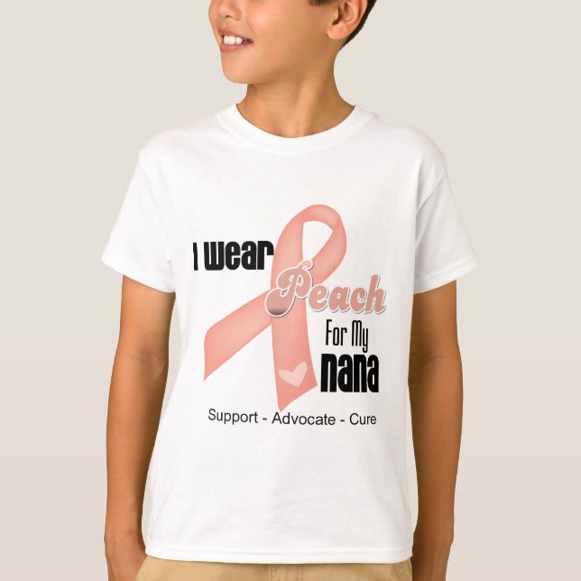 I Wear Peach For My Nana - Uterine Cancer T-Shirt (Front)
