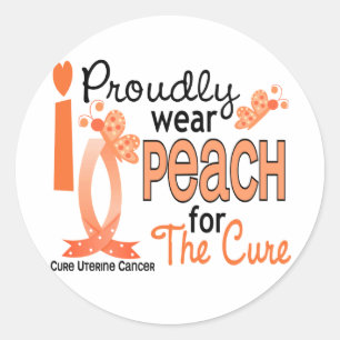 I Wear Peach For The Cure 27 Uterine Cancer Classic Round Sticker