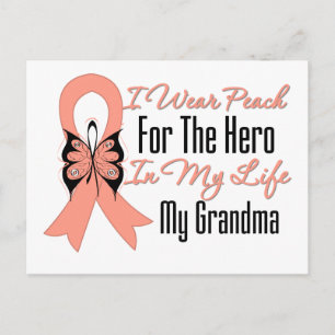 I Wear Peach For The Hero in My Life...My Grandma Postcard