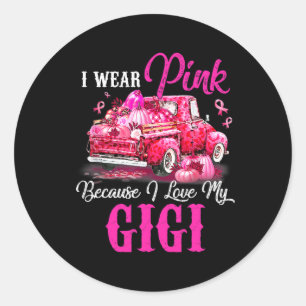 I Wear Pink Because I Love My Step Mum Truck Breas Classic Round Sticker