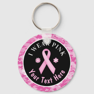 I Wear Pink Breast Cancer Awareness Camouflage Key Key Ring