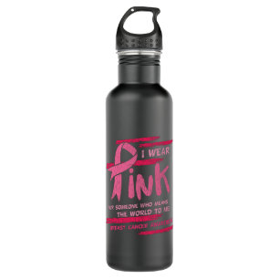 I Wear Pink Breast Cancer Awareness Family Matchin 710 Ml Water Bottle