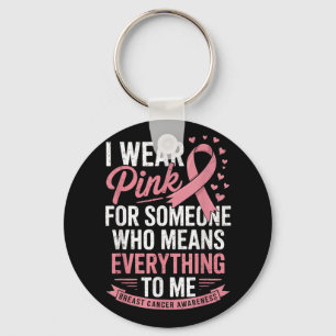I Wear Pink Breast Cancer Awareness Ribbon October Key Ring