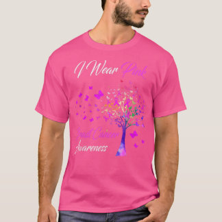 I Wear Pink Breast Cancer Awareness Tree Ribbon  T-Shirt