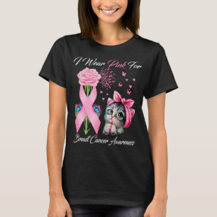 I Wear Pink For Breast Cancer Awareness Butterfly  T-Shirt
