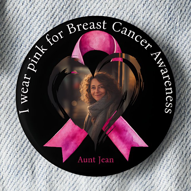 I Wear Pink for Breast Cancer Awareness Photo 6 Cm Round Badge (Creator Uploaded)