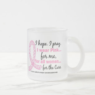 I Wear Pink For ME Filigree Pink Ribbon Frosted Glass Coffee Mug