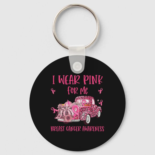 I Wear Pink For Me Pink Truck Breast Cancer Surviv Key Ring (Front)