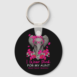 I Wear Pink For My Aunt Elephant Breast Cancer Awa Key Ring