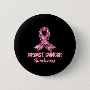 I Wear Pink For My Aunt Patchwork Ribbon Breast Ca 6 Cm Round Badge