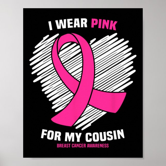 I Wear Pink For My Cousin Breast Cancer Awareness  Poster (Front)
