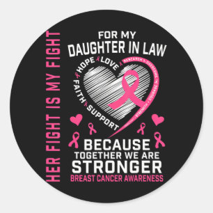 I Wear Pink For My Daughter In Law Breast Cancer Classic Round Sticker