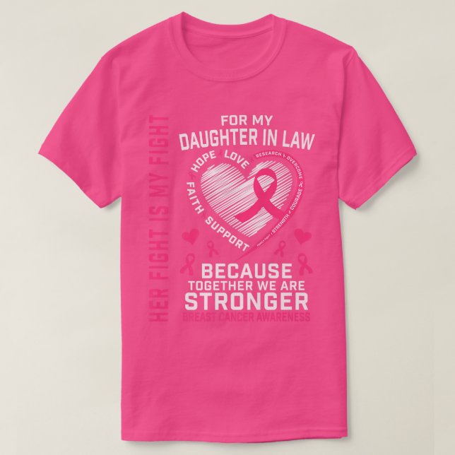 I Wear Pink For My Daughter In Law Breast Cancer H T-Shirt (Design Front)