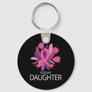I Wear Pink For My Daughter Pink Ribbon Breast Can Key Ring