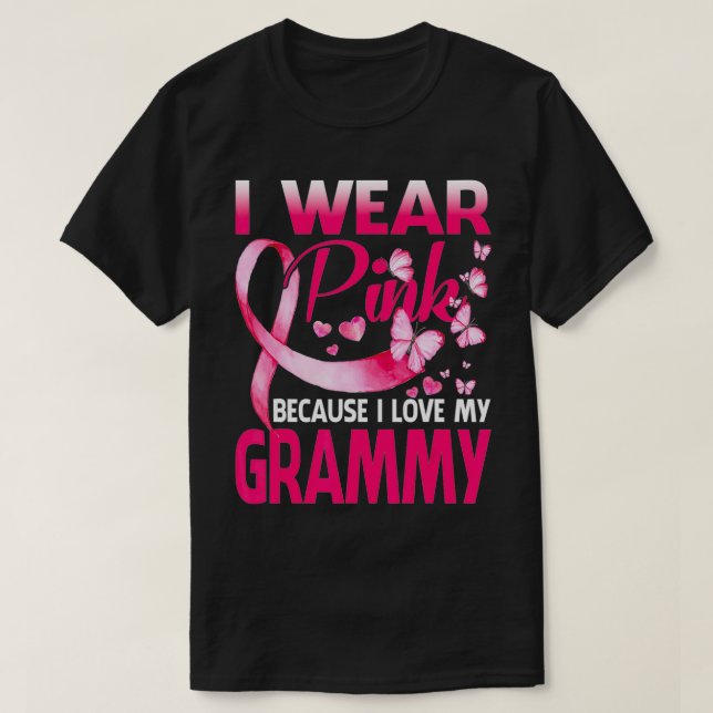 I Wear Pink For My Grammy Breast Cancer Awareness  T-Shirt (Design Front)