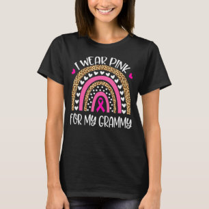 I Wear Pink For My Grammy Pink Rainbow Leopard Fam T-Shirt