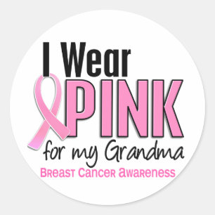 I Wear Pink For My Grandma 10 Breast Cancer Classic Round Sticker