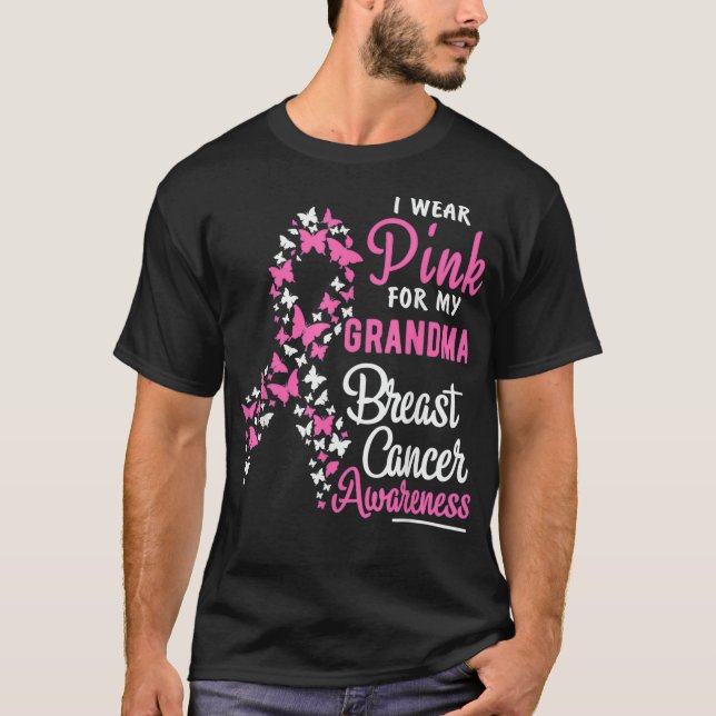I Wear Pink For My Grandma Breast Cancer Granddaug T-Shirt (Front)