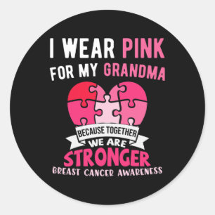 I Wear Pink For My Grandma Elephant Breast Cancer Classic Round Sticker