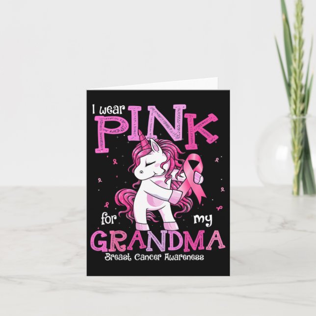 I Wear Pink For My Grandma Shirt Breast Cancer Awa Card (Front)