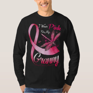 I Wear Pink For My Granny Dragonfly Pink Ribbon Br T-Shirt