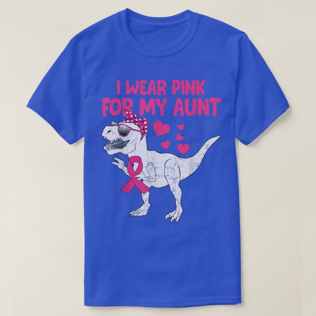 I Wear Pink For My Mama Breast Cancer Dino Pink Ri T-Shirt (Design Front)