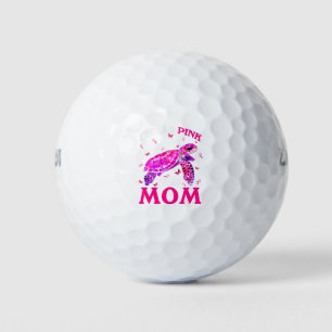 I Wear Pink For My Mom Breast Cancer Turtle Golf Balls