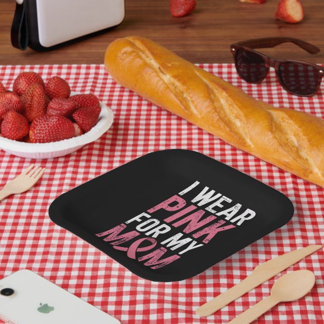 I Wear Pink For My Mum Breast Cancer Awareness   Paper Plate (Picnic)
