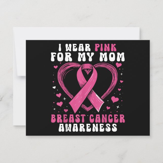 I Wear Pink For My Mum Breast Cancer Awareness Sup Holiday Card (Front)