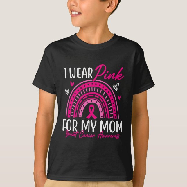 I Wear Pink For My Mum Pink Ribbon Breast Cancer A T-Shirt (Front)