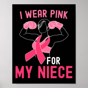 I Wear Pink For My Niece - Support Breast Cancer W Poster