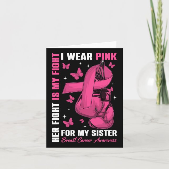 I Wear Pink For My Sister Breast Cancer Awareness  Card (Front)
