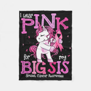 I Wear Pink For My Sister Shirt Breast Cancer Awar Fleece Blanket