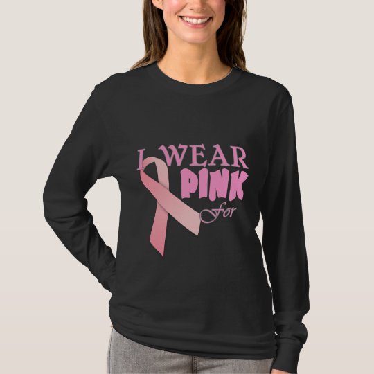 I Wear Pink For Name Tempate for Breast Cancer Awa T-Shirt