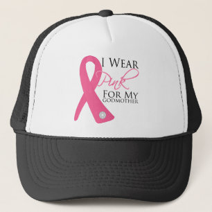 I Wear Pink Godmother Breast Cancer Trucker Hat