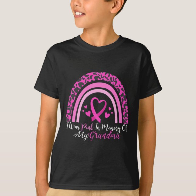 I Wear Pink In Memory Of My Grandma Breast Cancer  T-Shirt (Front)